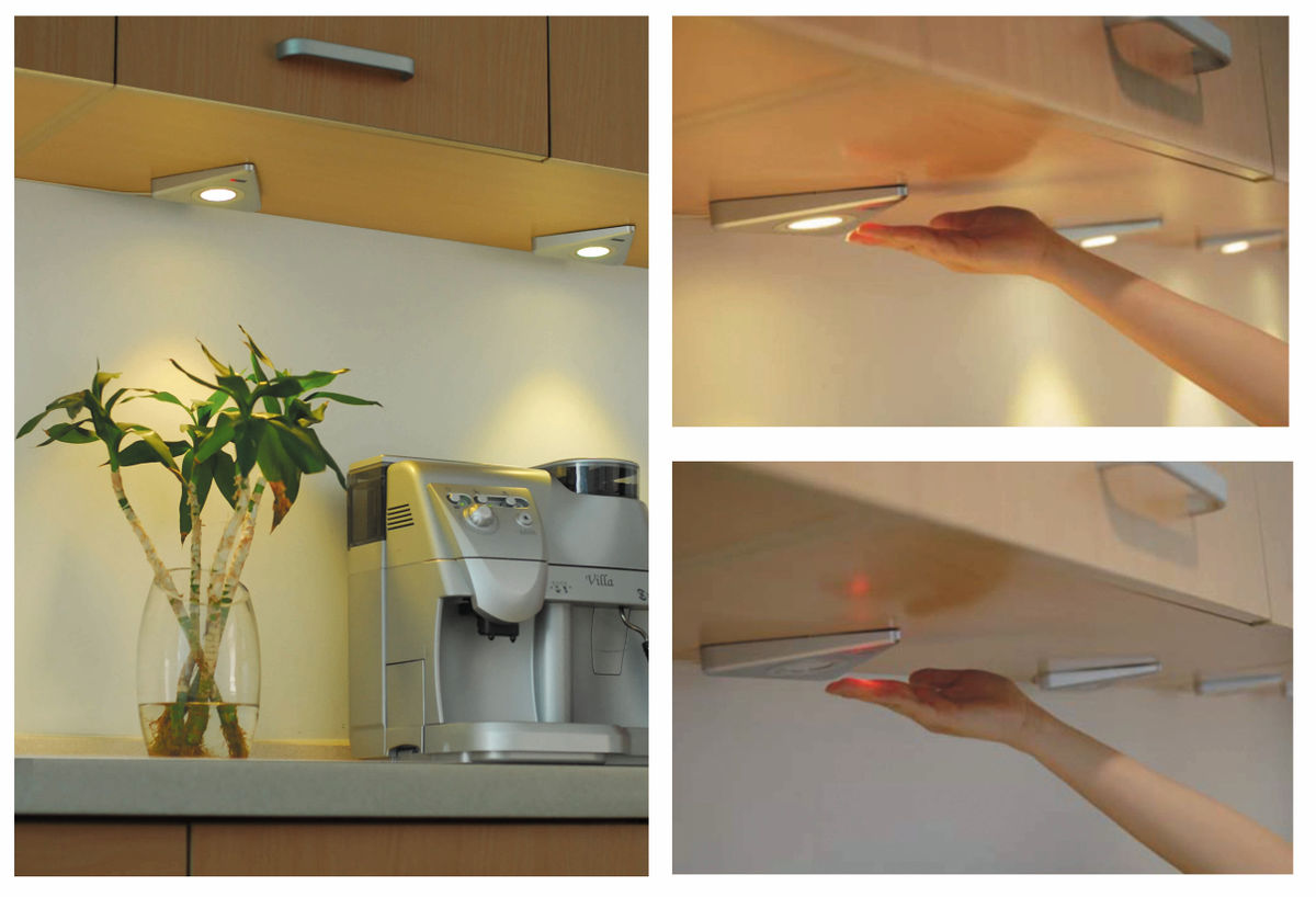 LED-Dreieckleuchte "DF-1919", 3er-Set, Sensor-Zentralschalter (3x 1,7W)