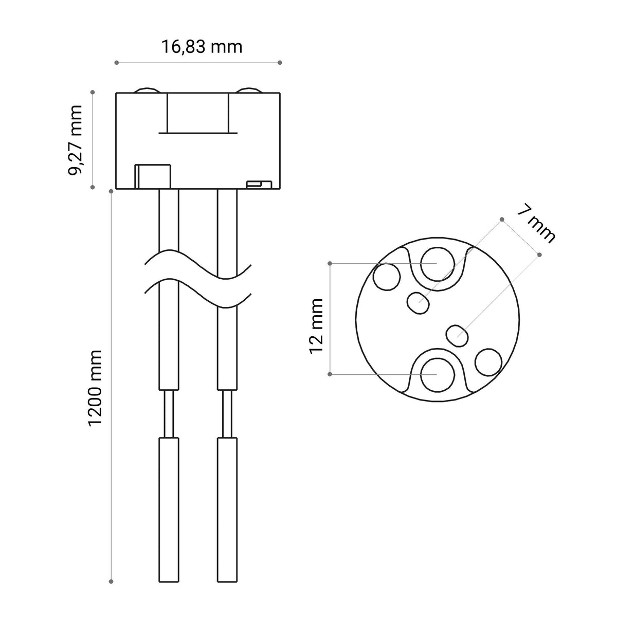 Fassung für G4, G5,3, G6,35, 120cm, AMP-Stecker – Bild 2
